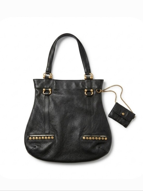 French Bull Handbags - French Bull Jackie Shapiro Black Leather Studded Bag